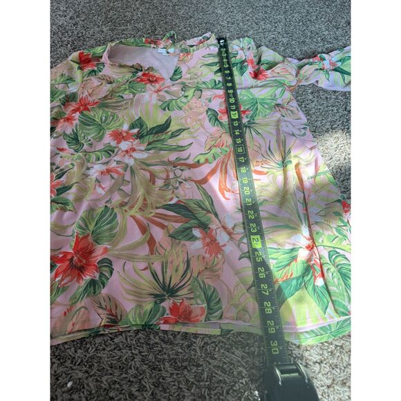 J Jill Floral Tunic Top Womens Sz XLp Beachy Tropical Vacation Summer Boho - Picture 8 of 8